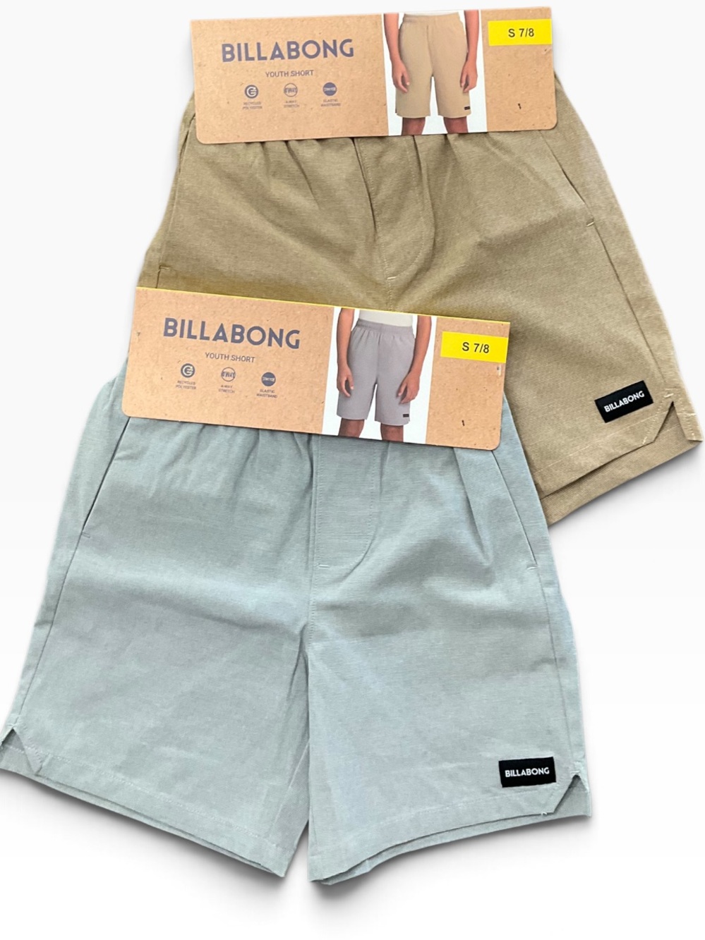 Billabong Boy’s Gray Khaki Elastic-Waist Shorts Size Small NWT